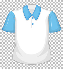 Blank white shirt with blue short sleeves on transparent