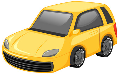 Wall Mural - Yellow car cartoon style isolated on white background