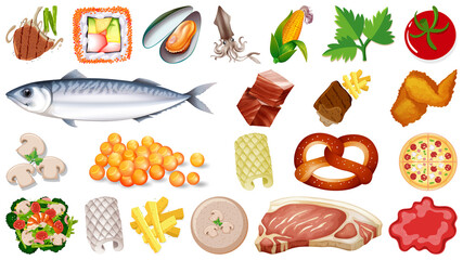 Wall Mural - Set of fresh food ingredients