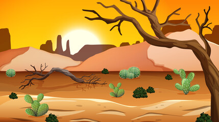 Wall Mural - Wild desert landscape at daytime scene