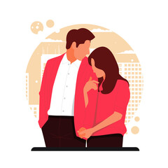 Wall Mural - portrait of romantic couple for valentines day. flat design concept. vector illustration