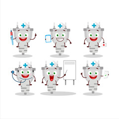 Sticker - Doctor profession emoticon with white plug cartoon character