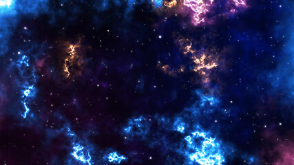 Wall Mural - loop aurora galaxy animation. sci-fi galaxy fantasy voyage through space. star field fly through in 