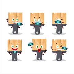 Poster - Photographer profession emoticon with paint brushes cartoon character