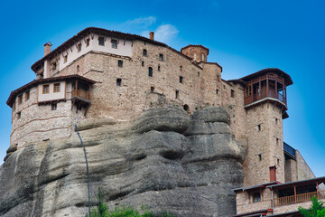 Wall Mural - The Meteora is a rock formation in central Greece hosting one of the largest and most precipitously built complexes of Eastern Orthodox monasteries.