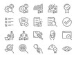 Inspection line icon set. Included the icons as inspect, QA, qualify, quality control, check, verify, and more.
