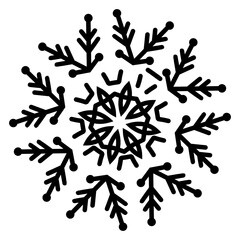 Canvas Print - 
Snowflake icon in linear style, winter decorative pattern 
