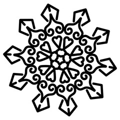 Canvas Print - 
Snowflake icon in linear style, winter decorative pattern 
