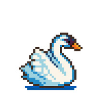 Pixel Goose Image For Cross Stitch And Crochet Pattern. Swan In Vector Illustration.
