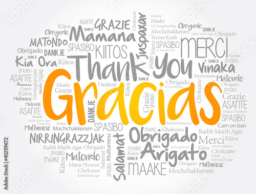 Fotografie, Obraz Gracias (Thank You in Spanish) word cloud concept