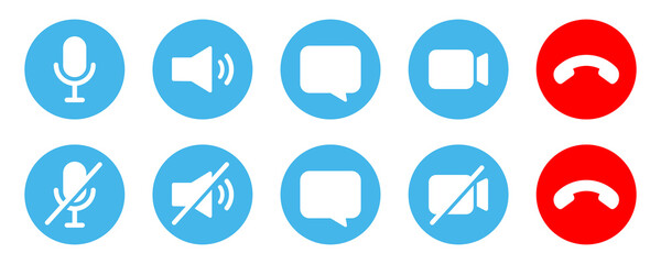 Canvas Print - video cal icons set. video calling conference. interface digital communication. vector illustration 