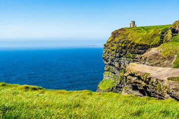 Wall Mural - O'Brien's Tower on the Cliffs of Moher on the western Atlantic Ocean coastline of Ireland