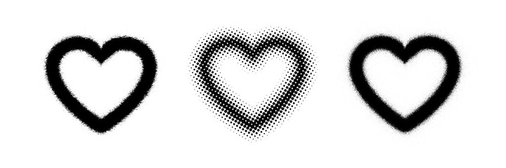 Wall Mural - hearts spray paint. heart in halftone design. spray paint shapes hearts. vector illustration