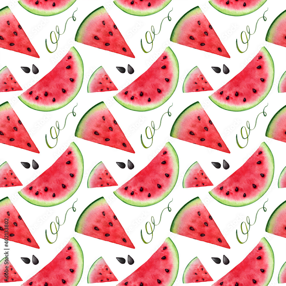 Watercolor Watermelon Clipart Seamless Patterns Summer Clip Art Food Illustration 402133802 Plexiglas