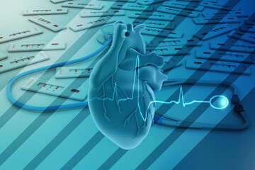 Wall Mural - 3d illustration  Anatomy of Human Heart 
