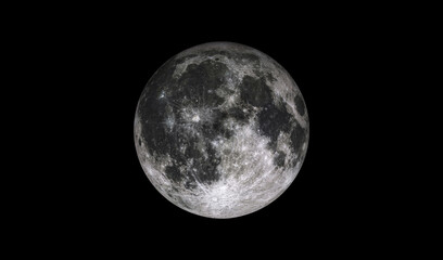 Wall Mural - full moon isolated on black space. bright lunar moonlight satelite. close up craters on moon.