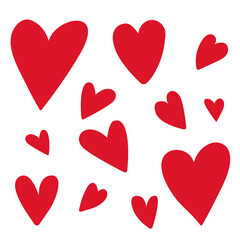 Wall Mural - set of vector hand drawn heart shaped doodles. valentines day, love, romance, wedding, affection cli