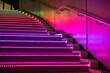 Illuminated colorful staircase at night in Odaiba, Tokyo　カラフルな光に照らされた階段 東京・お台場