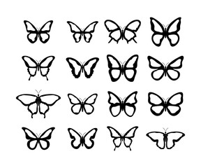 Wall Mural - butterfly. butterflies vector icons, isolated. butterfly in flat design. vector illustration