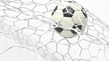 Fototapeta Młodzieżowe - Soccer ball with Particles under Black Background. 3D sketch design and illustration. 3D CG. 3D high quality rendering.	