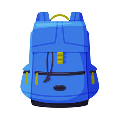 Sticker - Blue Backpack as Travel and Tourism Symbol Vector Illustration