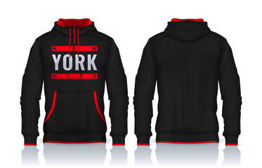 Hoodie shirts template.Jacket Design,Sportswear Track front and back view.