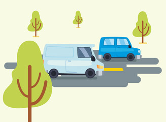 Poster - cars on street vector design