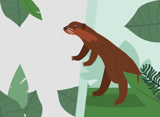 Poster - otter at jungle landscape vector design