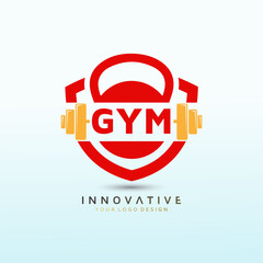 Wall Mural - Gym fitness logo design, dumbbell icon, Fitness Logo Stock Vector Illustration, Gym Logo Vector Art and Graphics