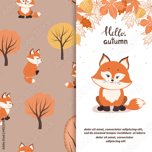 Cartoon little fox Canvas Print