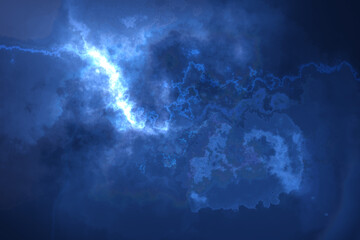 Wall Mural - bright blue and white universe nebula with the background of starts in the dark space with no stars