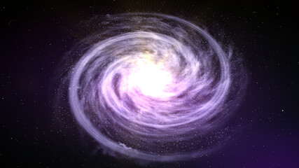 Wall Mural - a purple spiral galaxy andromeda with a field of stars and a core bright star with lots of rays soar