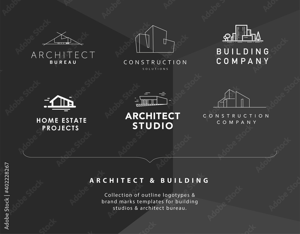 Build Company Set of vector construction company brand design templates. Building ...