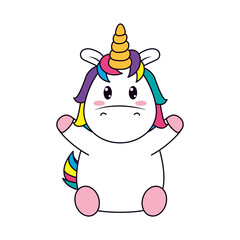 Wall Mural - icon of cute and happy unicorn, line and fill style