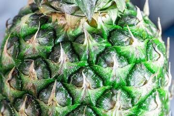 green ripe pineapple close up