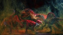 Prehistoric Dinosaur Model And Ink In Water