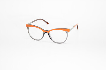 Wall Mural - Optic glasses white background orange frame