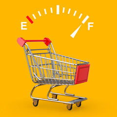 Aufkleber - Fuel Dashboard Gauge Sign Showing a Full Tank near Shopping Cart Trolley. 3d Rendering