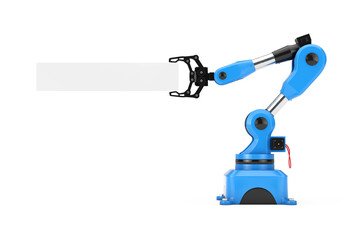 Aufkleber - Industrial Mechanical Robotic Hand Arm Manipulator and White Banner with Free Space for Your Design. 3d Rendering