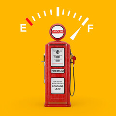 Aufkleber - Fuel Dashboard Gauge Sign Showing a Full Tank with Red Retro Gas Pump Station. 3d Rendering