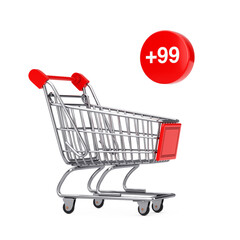 Poster - Shopping Cart Trolley with Order, Wish or Shopping List Tag. 3d Rendering