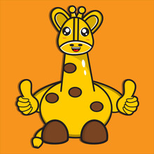 Cute Giraffe Mascot Gives A Thumbs Up