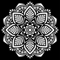 White mandala on black Pattern Stencil Doodles Sketch