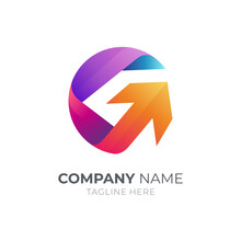 Letter G With Arrow Business Logo Template. Modern 3d Initial G Logo Design