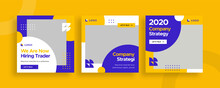 Set Of Editable Templates For Instagram Post, Facebook Square, Corporate, Advertisement, And Business, Fresh Design With Simple Yellow Blue Color (2/3)