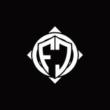 Fototapeta  - FC Logo monogram isolated circle rounded with compass shape
