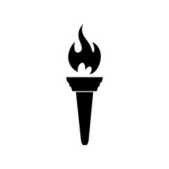 Poster - Burning torch with fire icon isolated on white background