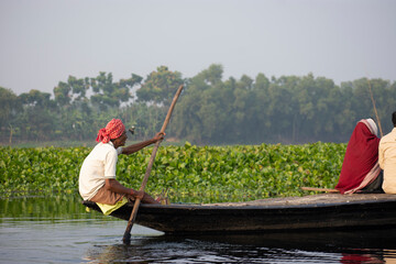 a ferryman of majhi in bengali of west bengal in action