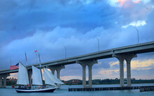 Schooner Sails Under Bridge In Saint Augustine Florida View I.