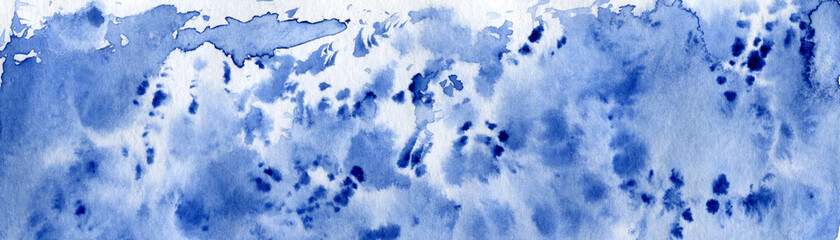 Wall Mural - watercolor blue traditional simple spotted background with paint spots